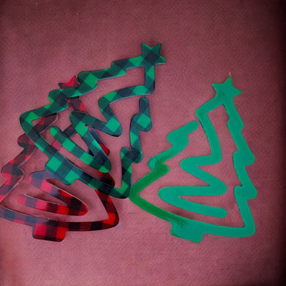 Jumbo Christmas Tree Shape Paper Clips - Holiday Pattern Colored Acrylic Bookmarks - Set of 6