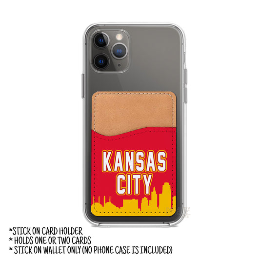 Kansas City Skyline - Red and Yellow - Stick On Phone Wallet