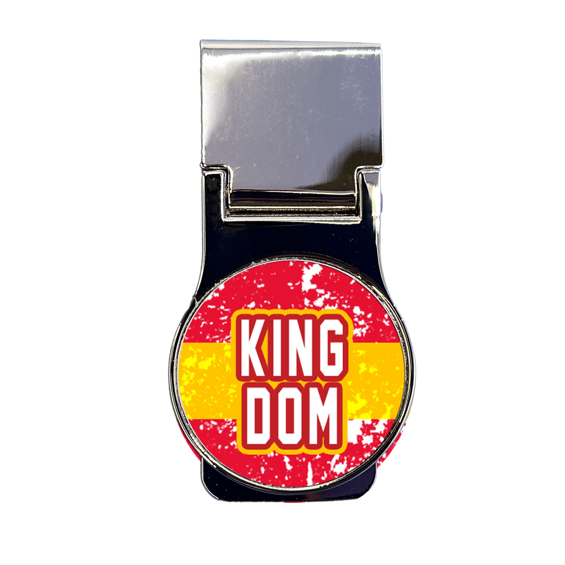Kingdom Distressed Stripe Red and Yellow Design Metal Money Clip
