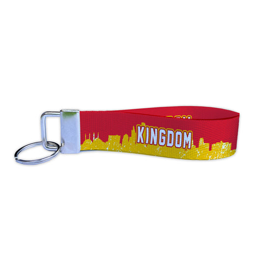 “Kingdom” Kansas City Football Red & Yellow Skyline Nylon Key Fob Wristlet Keychain