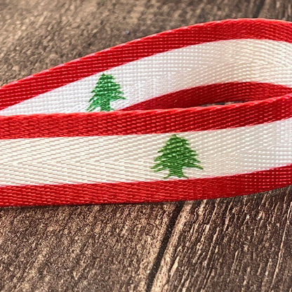 Lebanon Lebanese Flag Personalized Name Nylon Key Fob - Custom Wristlet Keychain