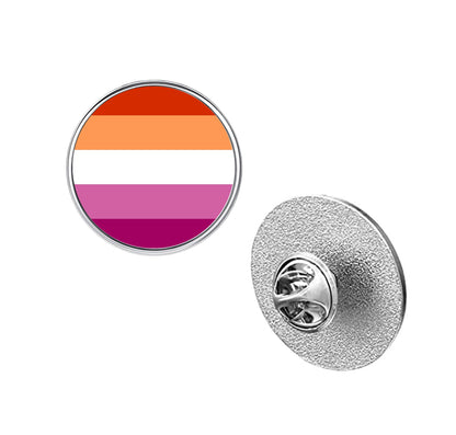 LGBT Pride Flag Pinback Button – Metal Lapel Pin in Circle, Heart or Square