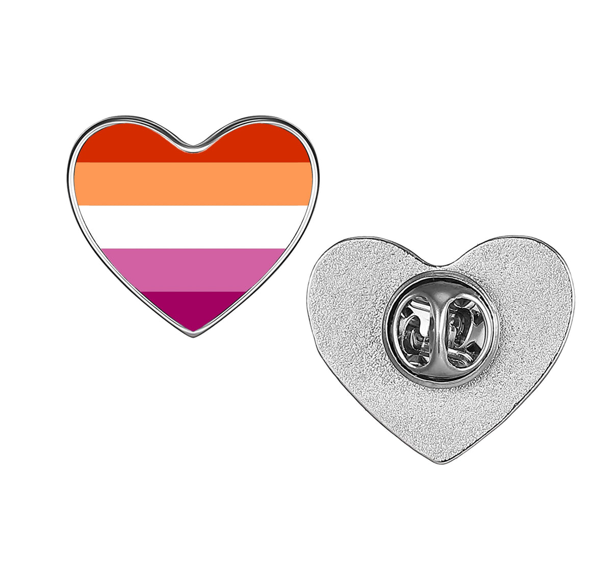 LGBT Pride Flag Pinback Button – Metal Lapel Pin in Circle, Heart or Square