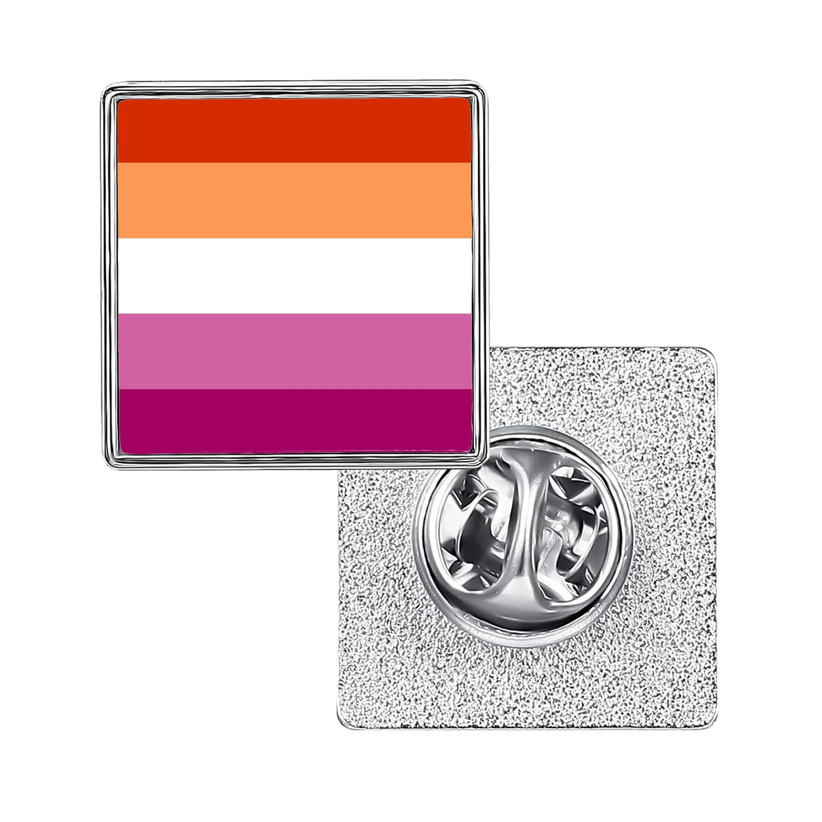LGBT Pride Flag Pinback Button – Metal Lapel Pin in Circle, Heart or Square