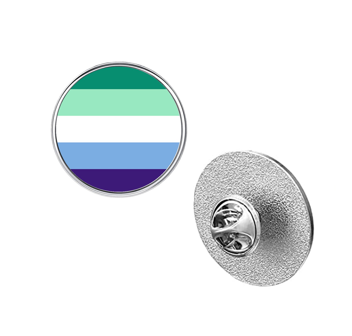 LGBT Pride Flag Pinback Button – Metal Lapel Pin in Circle, Heart or Square