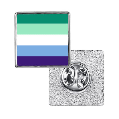 LGBT Pride Flag Pinback Button – Metal Lapel Pin in Circle, Heart or Square