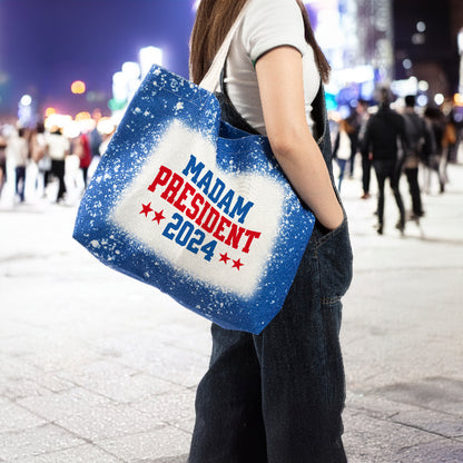 Madam President 2024 Blue Bleach Design Tote Bag