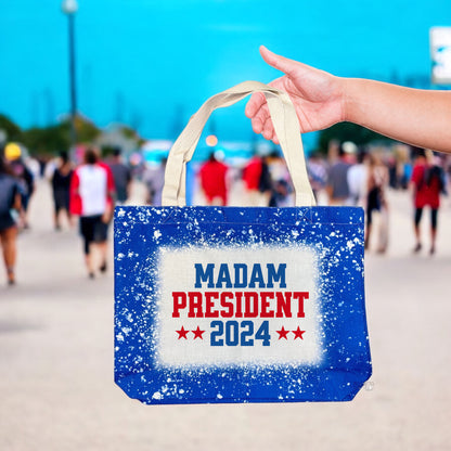 Madam President 2024 Blue Bleach Design Tote Bag