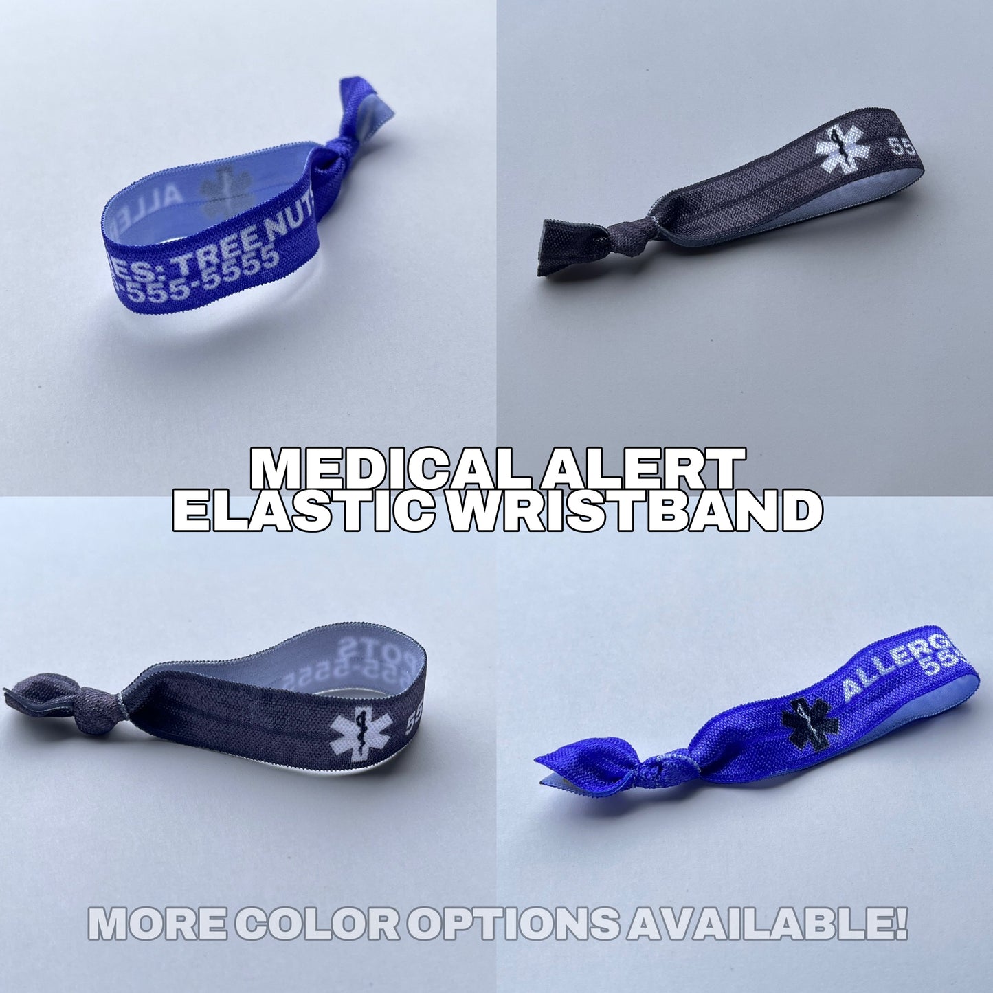 Medical Alert Custom Information Elastic Hair Tie Bracelet