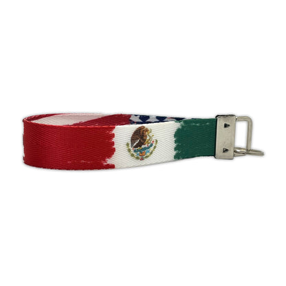 Mexican American Flag Nylon Key Fob - Wristlet Keychain