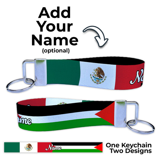Mexican Palestine Personalized Name Nylon Key Fob - Custom Wristlet Keychain