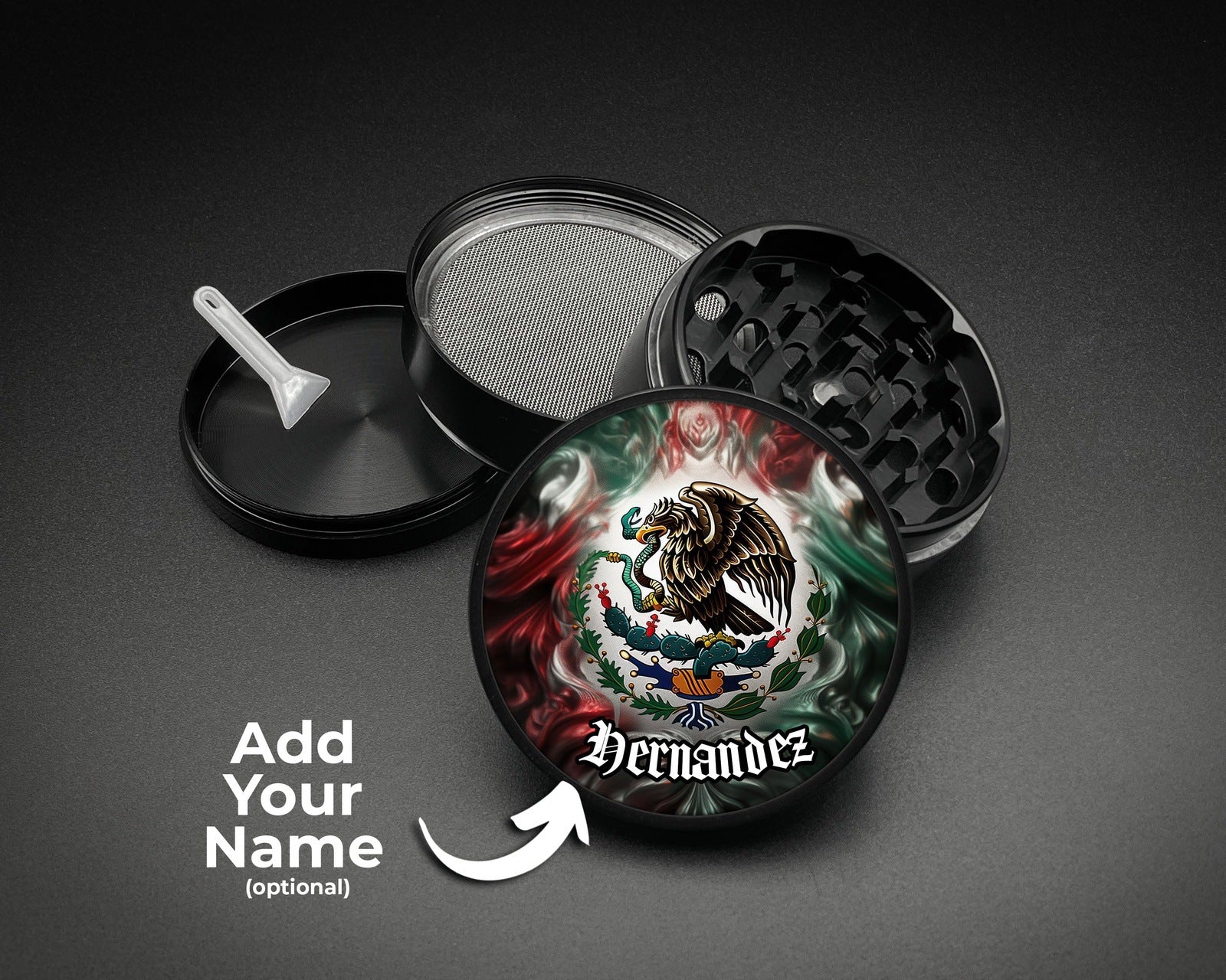 Mexican Swirl Personalized Black Herb Grinder Set