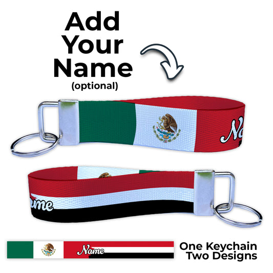 Mexican Yemen Personalized Name Nylon Key Fob - Custom Wristlet Keychain