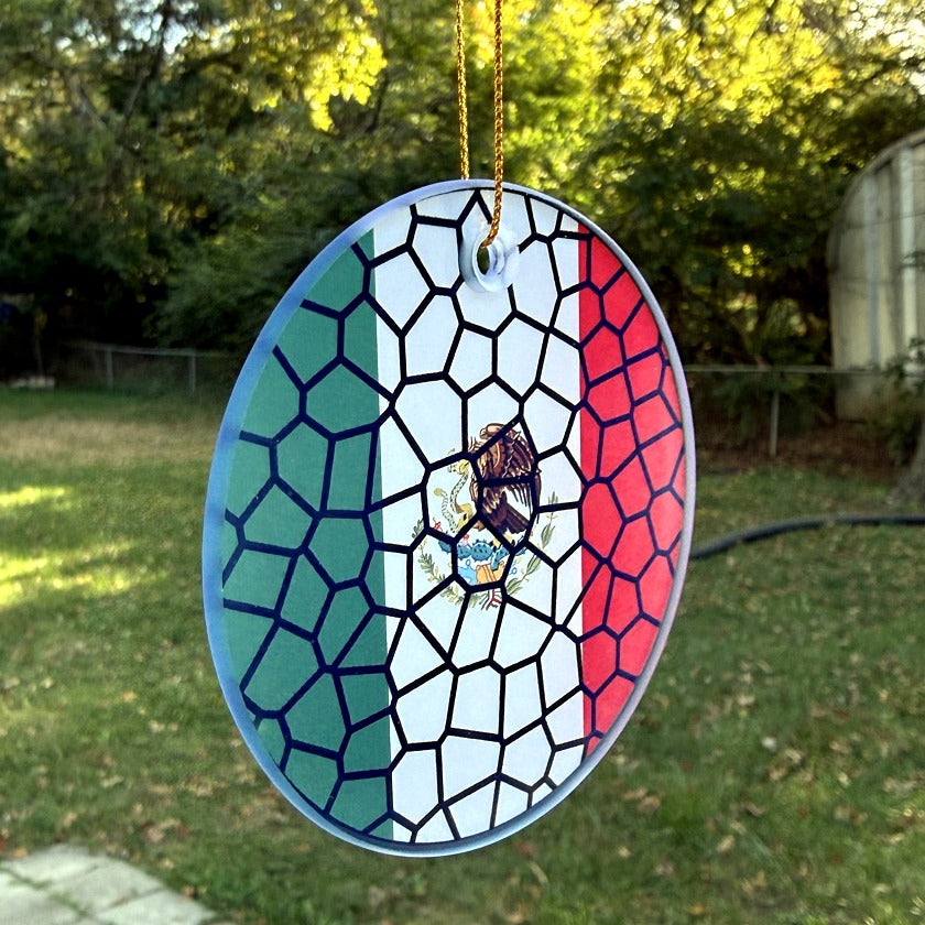 Stained Glass Effect Flag Ornament – Real Glass World Flag Christmas Ornament