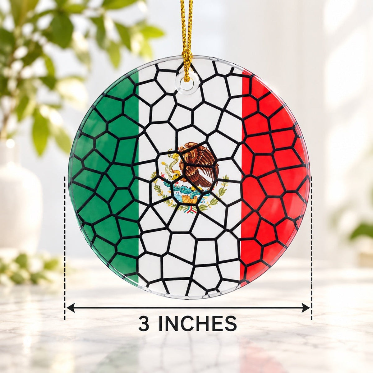 Stained Glass Effect Flag Ornament – Real Glass World Flag Christmas Ornament