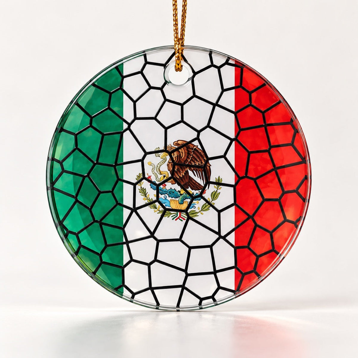 Stained Glass Effect Flag Ornament – Real Glass World Flag Christmas Ornament