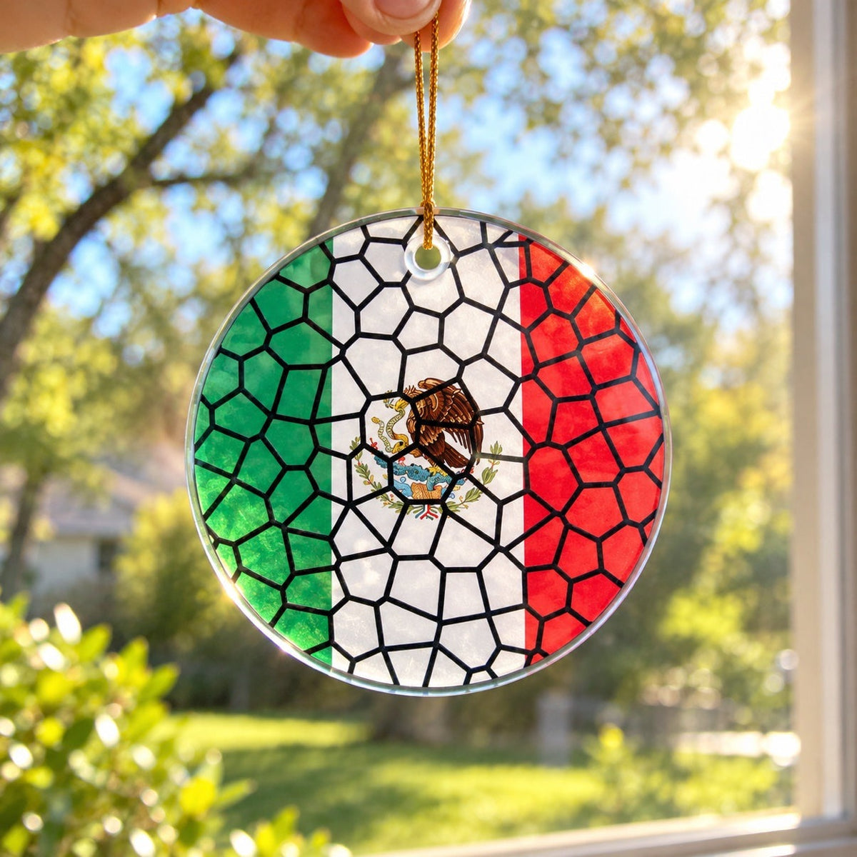 Stained Glass Effect Flag Ornament – Real Glass World Flag Christmas Ornament
