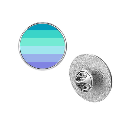 LGBT Pride Flag Pinback Button – Metal Lapel Pin in Circle, Heart or Square