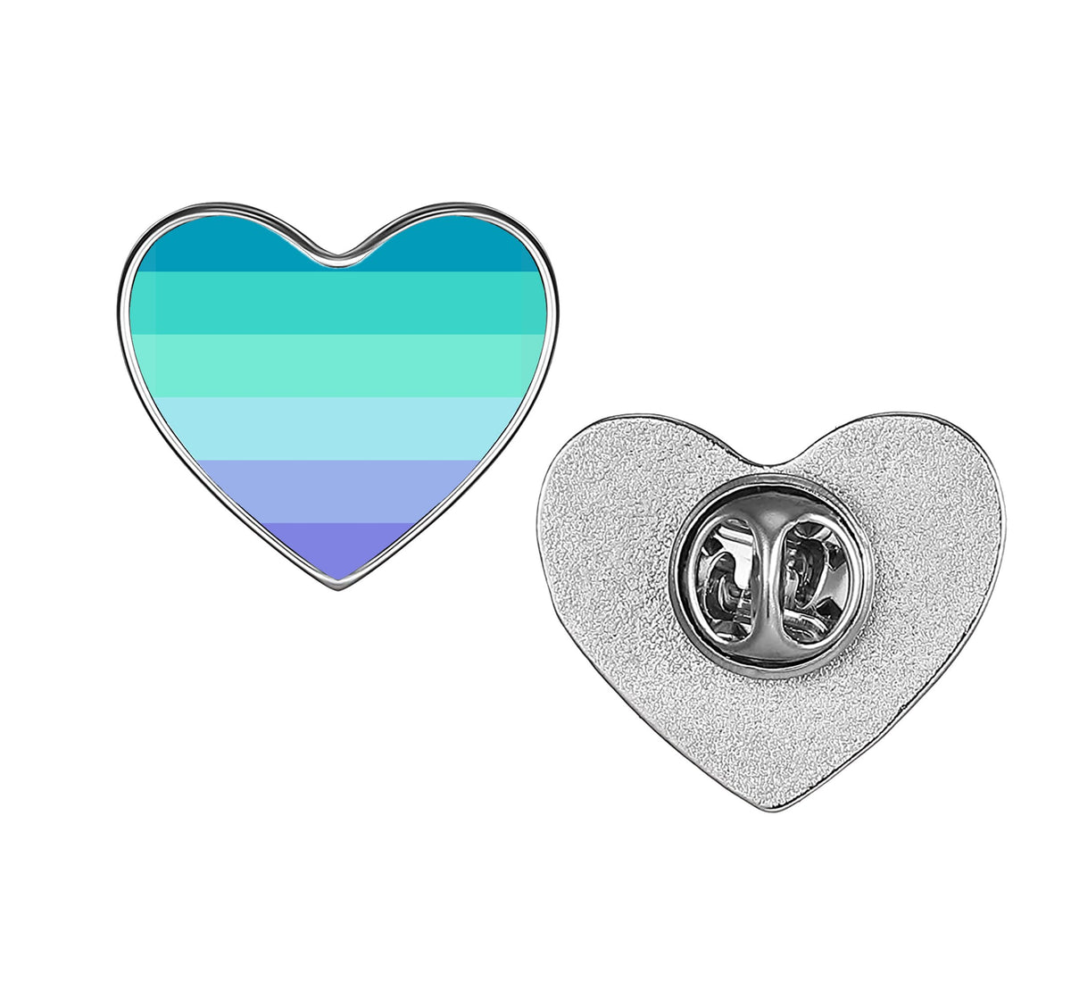 LGBT Pride Flag Pinback Button – Metal Lapel Pin in Circle, Heart or Square