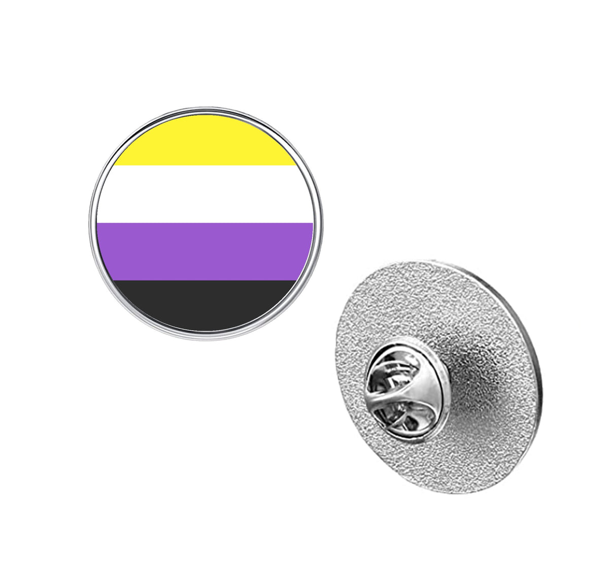 LGBT Pride Flag Pinback Button – Metal Lapel Pin in Circle, Heart or Square