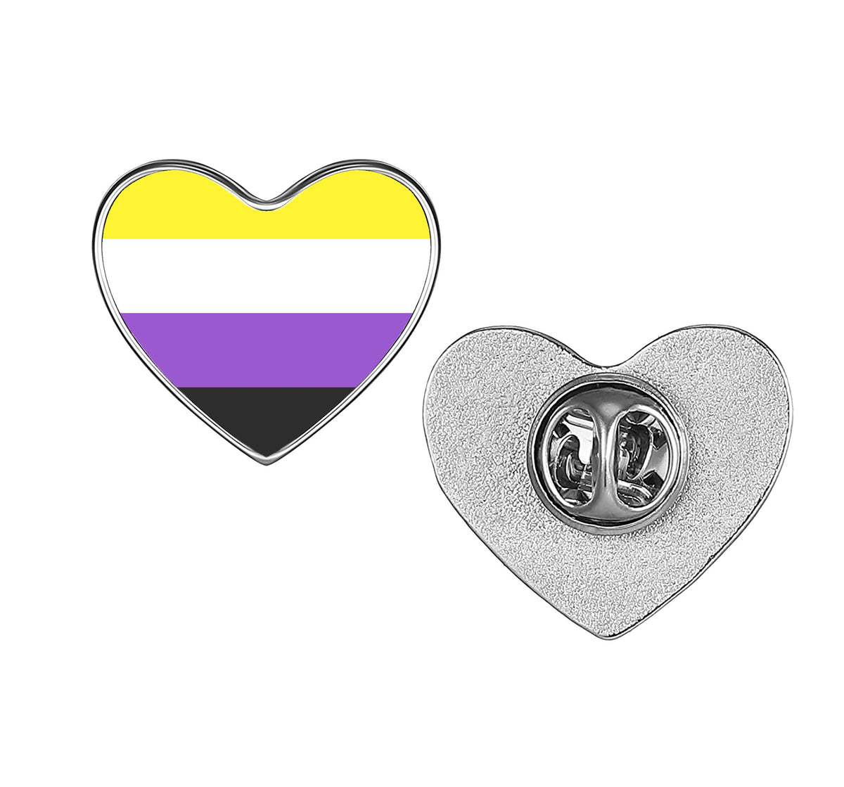 LGBT Pride Flag Pinback Button – Metal Lapel Pin in Circle, Heart or Square