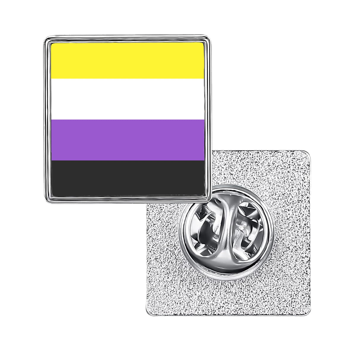 LGBT Pride Flag Pinback Button – Metal Lapel Pin in Circle, Heart or Square