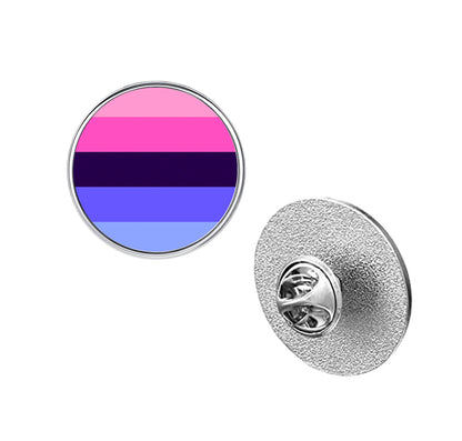 LGBT Pride Flag Pinback Button – Metal Lapel Pin in Circle, Heart or Square