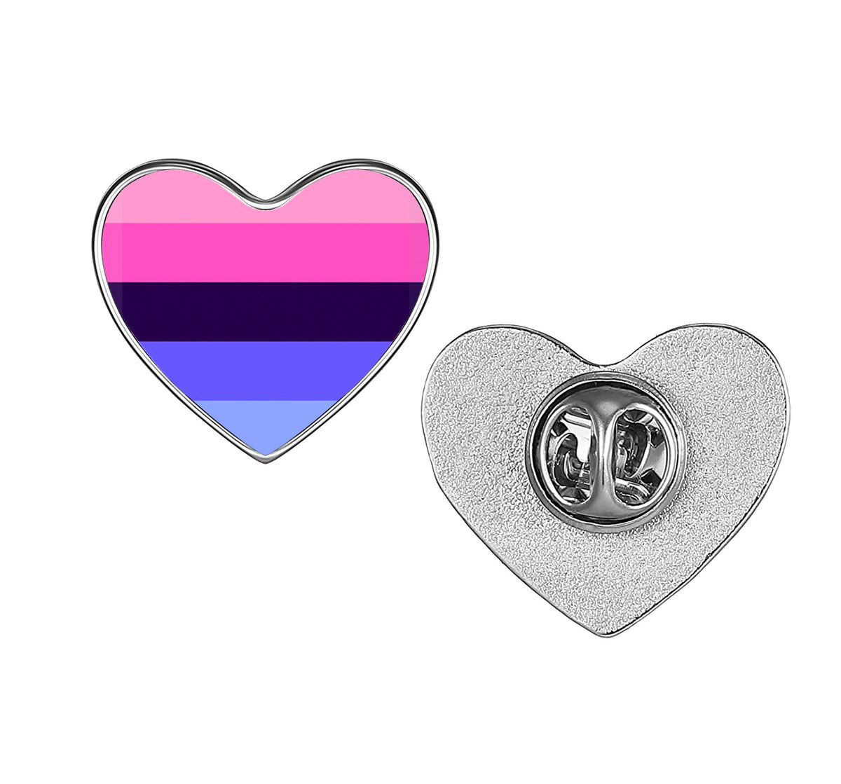 LGBT Pride Flag Pinback Button – Metal Lapel Pin in Circle, Heart or Square