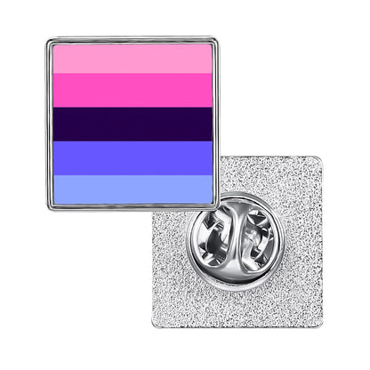 LGBT Pride Flag Pinback Button – Metal Lapel Pin in Circle, Heart or Square