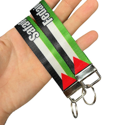 Palestine Flag Personalized Name Nylon Key Fob - Custom Wristlet Keychain