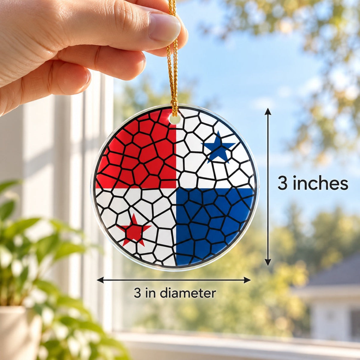 Stained Glass Effect Flag Ornament – Real Glass World Flag Christmas Ornament
