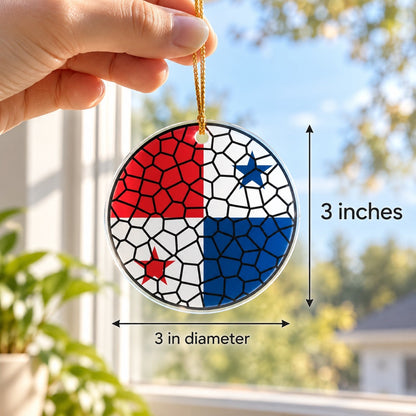 Stained Glass Effect Flag Ornament – Real Glass World Flag Christmas Ornament