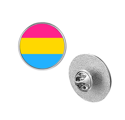 LGBT Pride Flag Pinback Button – Metal Lapel Pin in Circle, Heart or Square