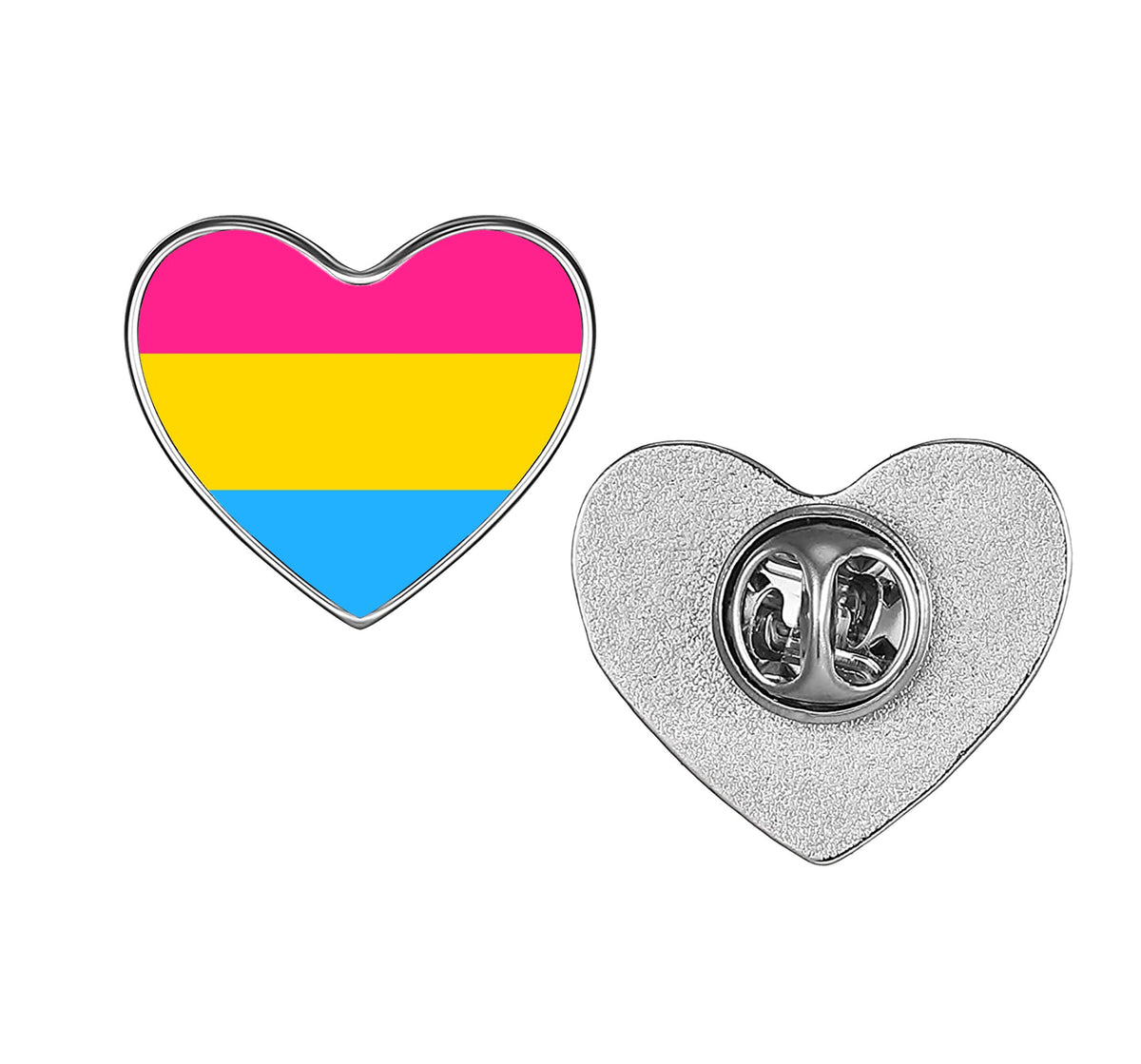 LGBT Pride Flag Pinback Button – Metal Lapel Pin in Circle, Heart or Square