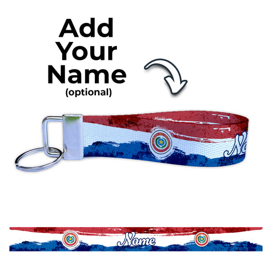 Paraguay Flag Artistic Ryan's Version Personalized Name Nylon Key Fob - Custom Wristlet Keychain