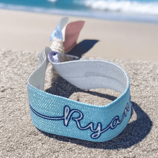 Pastel Rainbow Custom Hair Tie Bracelet with Your Name