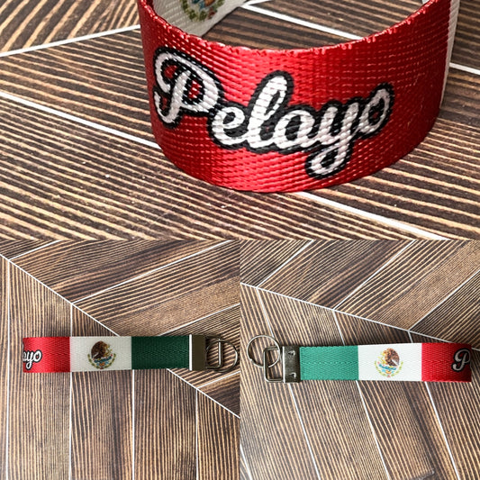"Pelayo" Mexican Flag Nylon Keychain Key Fob - Extra Item - Clearanced