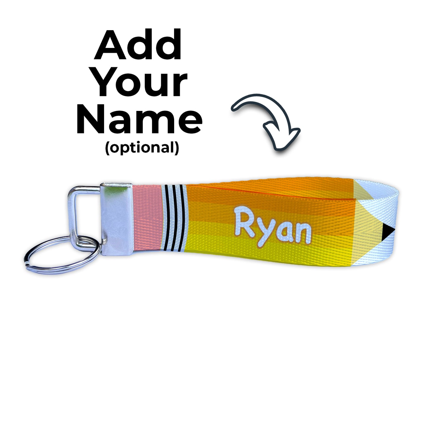 Pencil Graphic Personalized Name Nylon Key Fob - Custom Wristlet Keychain