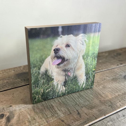 Personalized 6x6 Wood Photo Block - Custom Picture on Natural Wood