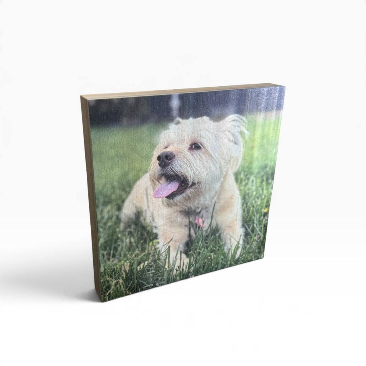 Personalized 6x6 Wood Photo Block - Custom Picture on Natural Wood