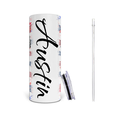 Personalized American Eagle Burst - Add Your Name Tumbler - 20oz Stainless Steel Tumbler with Lid and Straw