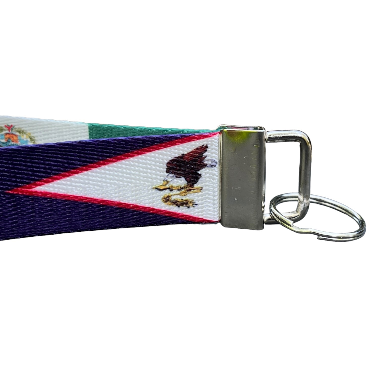 Personalized American Samoa with Mexico Flag Nylon Key Fob - Custom Mexican American Samoa Pattern Wristlet Keychain