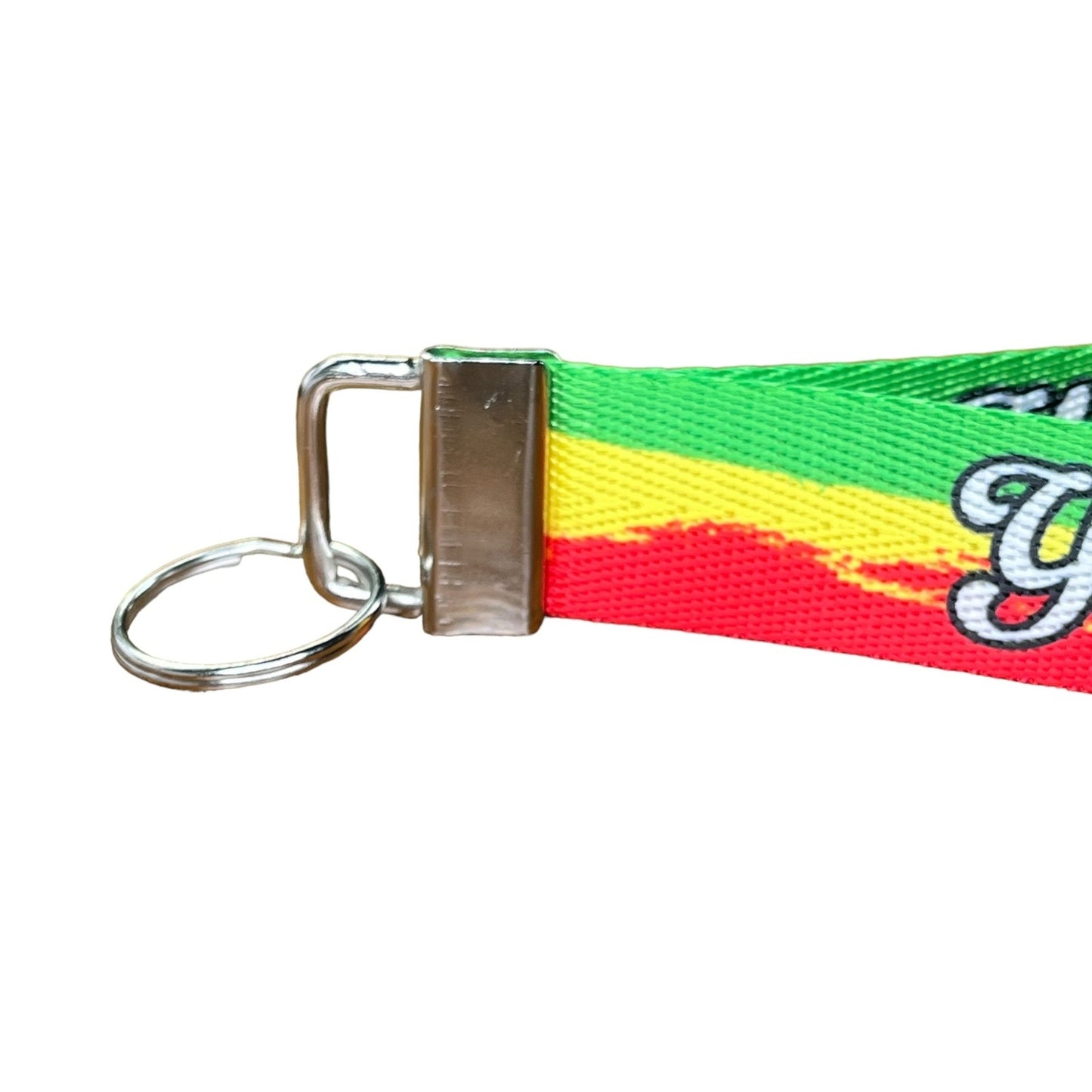 Personalized Artistic Rasta Color Striped Flag Nylon Key Fob Keychain - Rastafari Tag