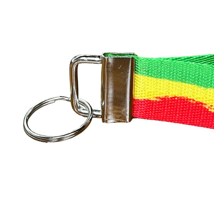 Personalized Artistic Rasta Color Striped Flag Nylon Key Fob Keychain - Rastafari Tag