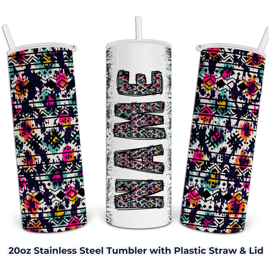 Personalized Aztec Abstract Print Tumbler with Your Name