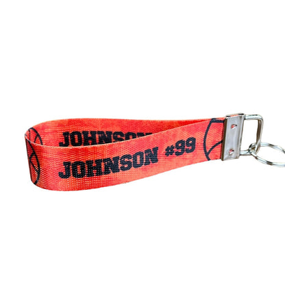 Personalized Basketball Jersey Name and Number Nylon Key Fob - Custom Wristlet Keychain