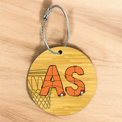 Personalized Basketball Sports Bag Tag with Vibrant Doodle Design - Custom Monogram Letter for Gear, Luggage, and Backpacks