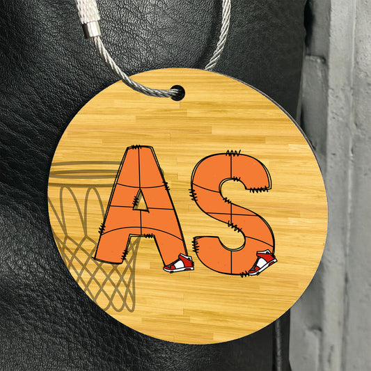 Personalized Basketball Sports Bag Tag with Vibrant Doodle Design - Custom Monogram Letter for Gear, Luggage, and Backpacks