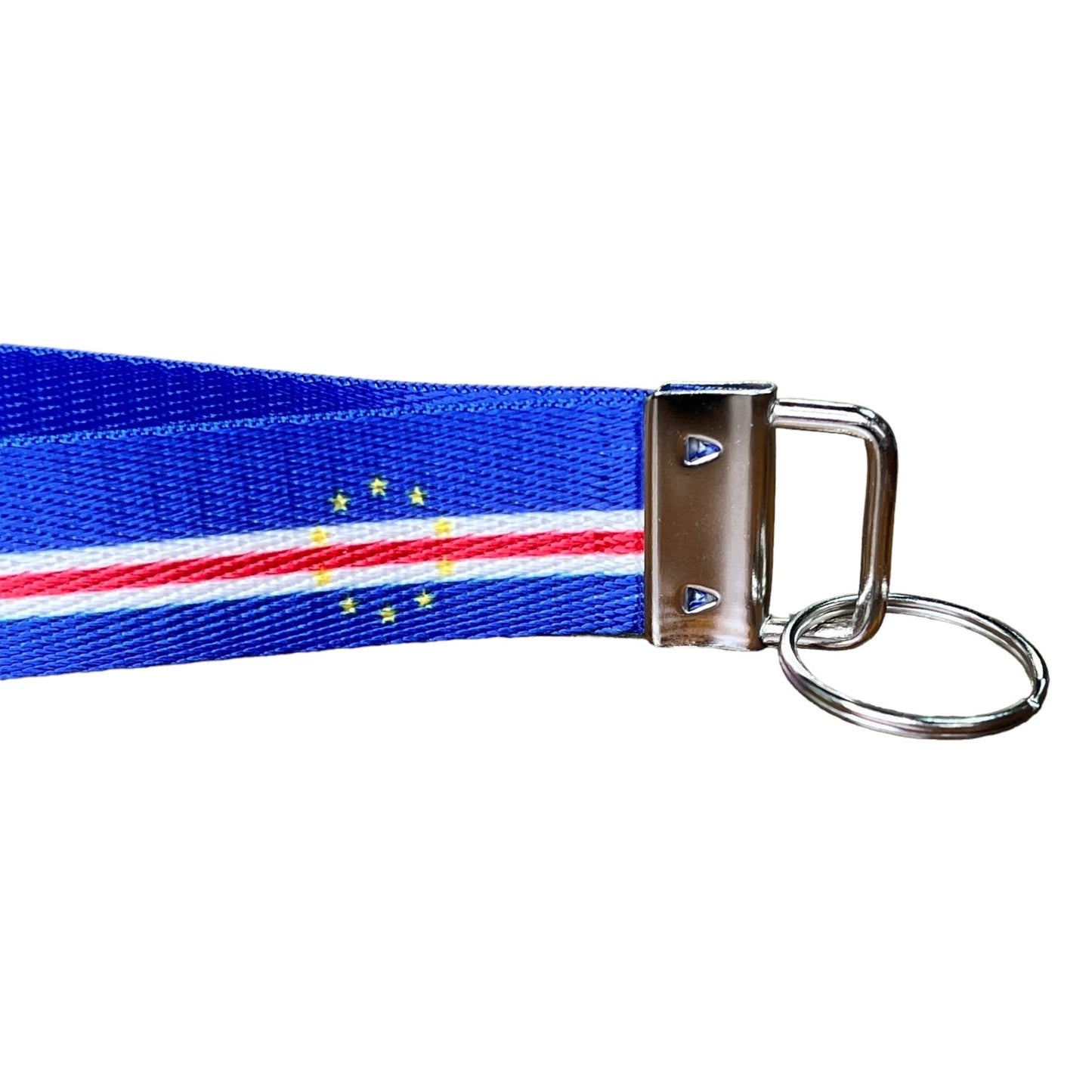 Personalized Cape Verde Flag Nylon Key Fob - Custom Wristlet Keychain
