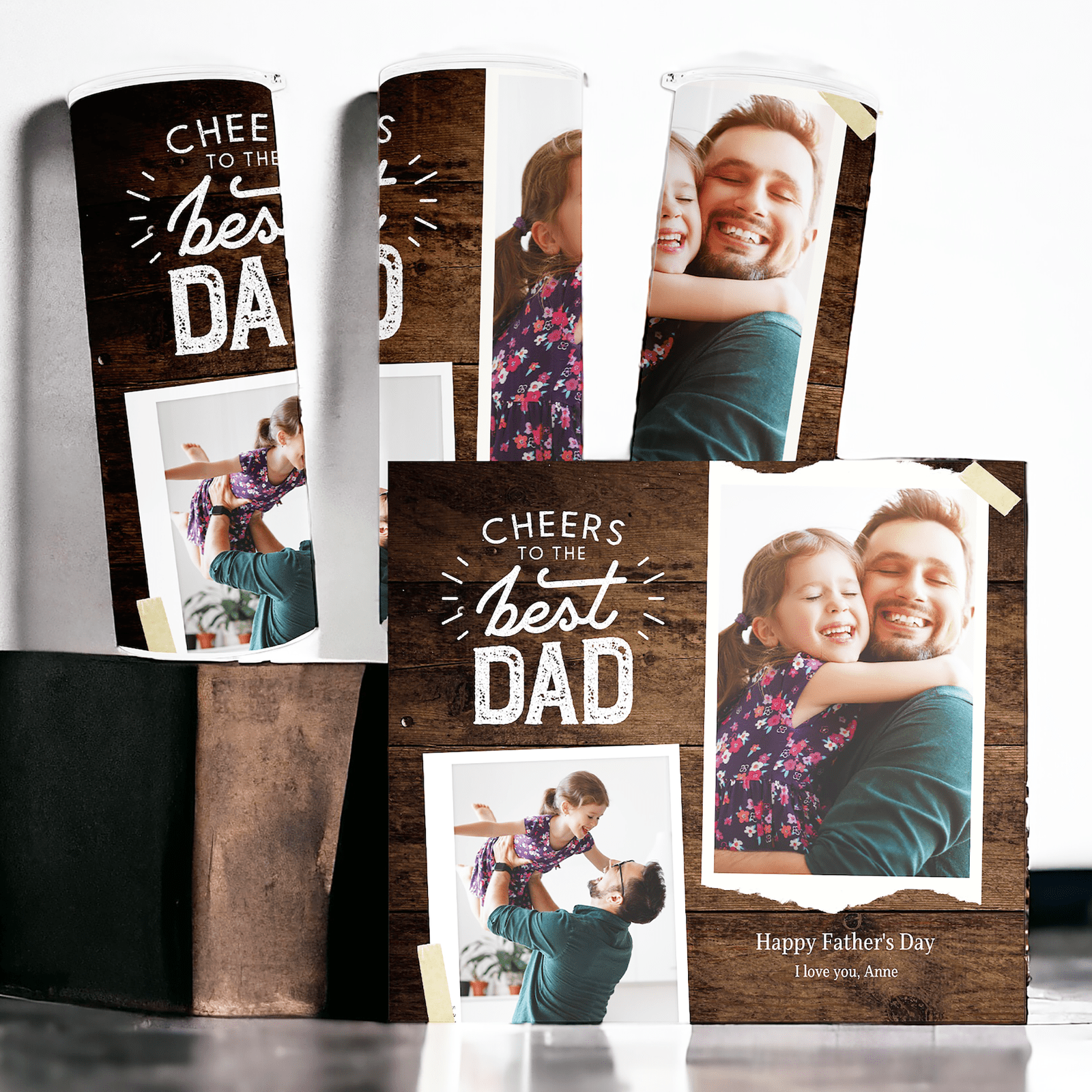 Personalized Cheers to The Best Dad, Father's Day Photo Tumbler with Custom Message